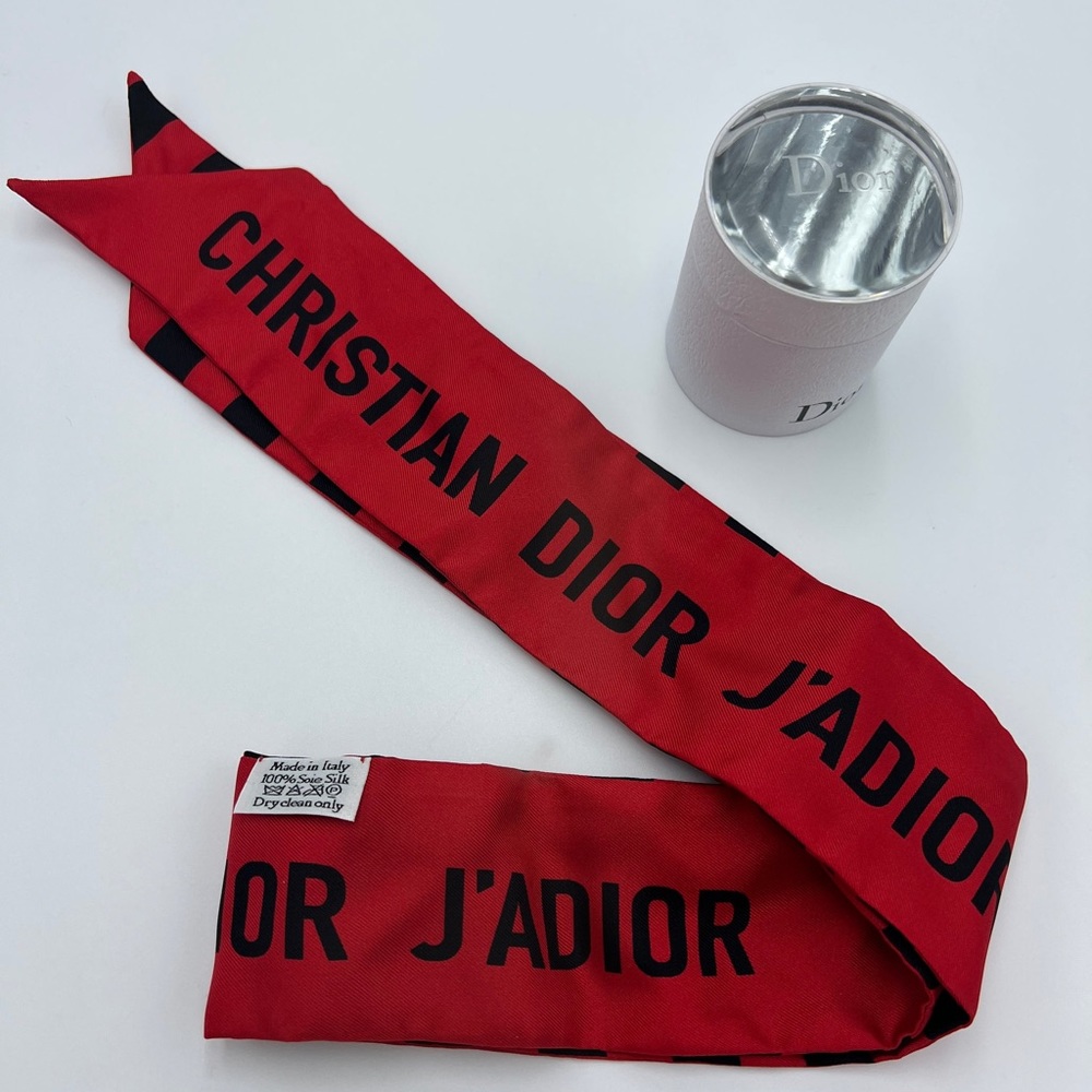 Christian Dior Red Mitzah Scarf Silk Twill/Twilly